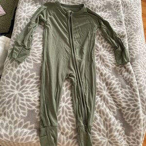 Little Sleepies Ribbed Green Footies One Piece with Zipper